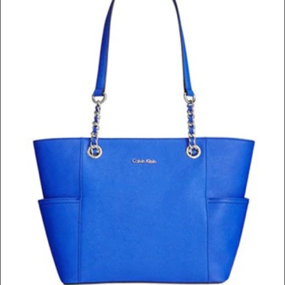 Royal Blue Calvin Klein Hayden Saffiano Large Tote